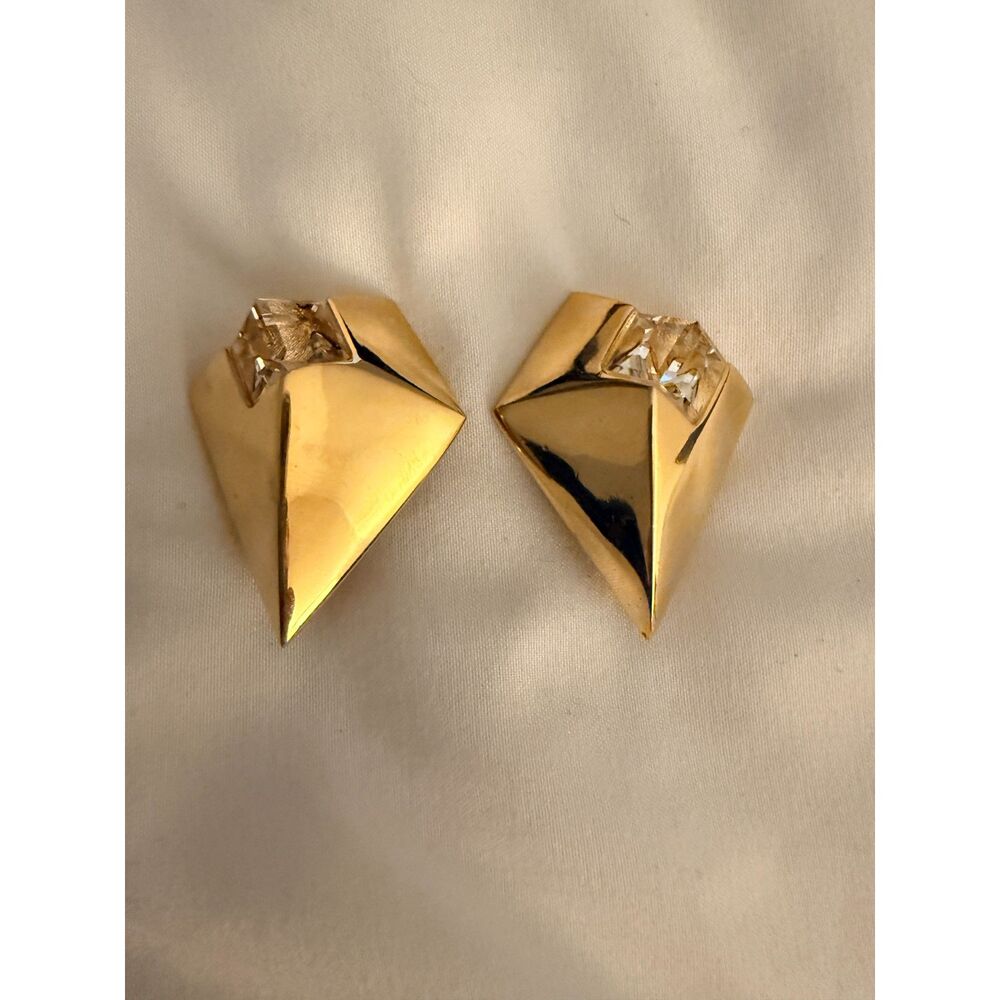 Givenchy Vintage Couture Crystal Pyramid Clip-on Earrings - Picture 11 of 11